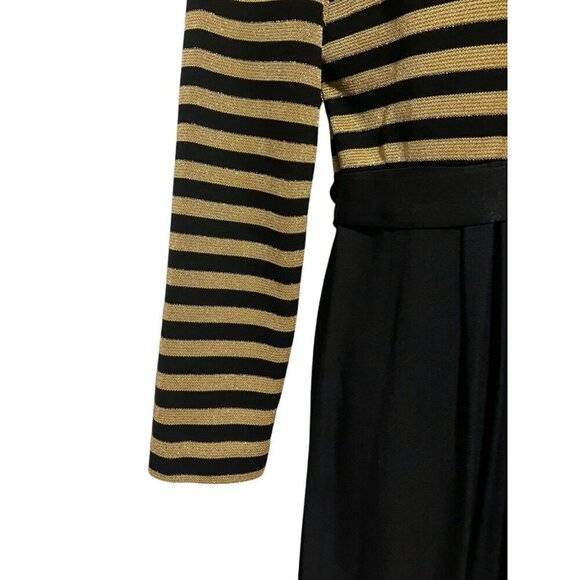 Vintage Jumpsuit 10 Gold Lamé Striped Belted Wide Leg Nautical Party Cocktail - Picture 6 of 13